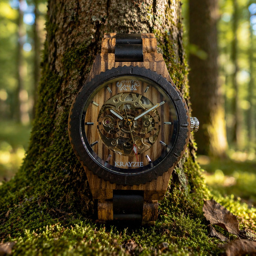 Mechanische holz armbanduhr - mechanische,
