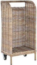 Kaminholzwagen Holzwagen Holzkorb mit Rollen Wagen für Brennholz (Grau Natur)