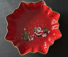 Pfalzkeramik Winterzeit Gebäck rot Schale  Weihnachten Handdekoriert Vintage RAR