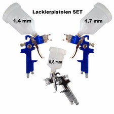 Lackierpistolen 3 HVLP 1,7mm & 1,4mm & 0,8mm Autolack Spritzpistole TOPPREIS