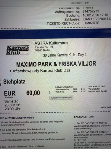 Konzert tickets maximo - tickets, park
