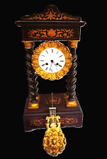 Antike Säulen Portaluhr Holz Emaille vergoldet Japy Freres Paris 1870 Zertifikat