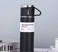 Thermo Vacuum Bottle Isolierflasche Thermosflasche 0,5 Liter Schwarz mit 3 tasse
