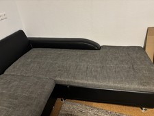 Ecksofa L-Form Grau/ Schwarz Polsterecke Stoff