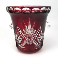 Dekorativer Glas Eiseimer / Eiskübel Böhmen Handgeschliffen Überfangglas Böhmen?