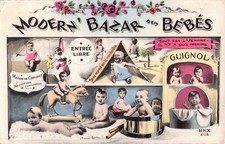 Postkarte Modern Bazar des Bebes nackte Kinder Fotomontage Babys lustig old pics
