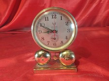 Alte Tischuhr Wecker ⏰ Glocke Messing Metall Glas (5658)