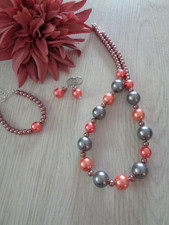 Schmuckset braun orange grau - schmuckset, braun-orange-grau