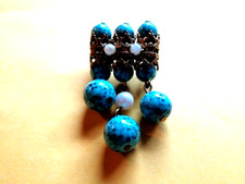 Prächtige alte Brosche Anstecknadel real vintage Pâte de verre Glas L 44 mm B 27