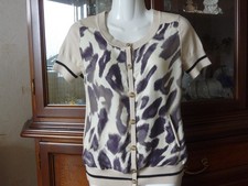 BOGNER Sport Strickjacke BW/Seide Beige/Braun-Leomuster UVP 349 Gr.34 Top       