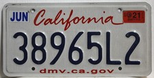 California USA Nummernschild US Kennzeichen License Plate Schild Kalifornien L2