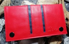 Tabakbeutel Tabaktasche Drehertasche Leder Design Serie Farbton Rot mit Streifen