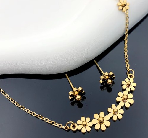 Damen halskette ohrringe blume - damen,