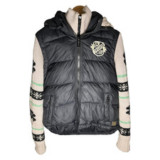 Scotch & Soda Herren Strick Steppjacke Pufferjacket Gr. S Schwarz Beige Winter