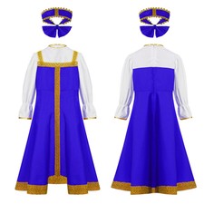 Mädchen Festlich Kleider Russische Traditionelle Uniformen Puffärmel Bluse Top