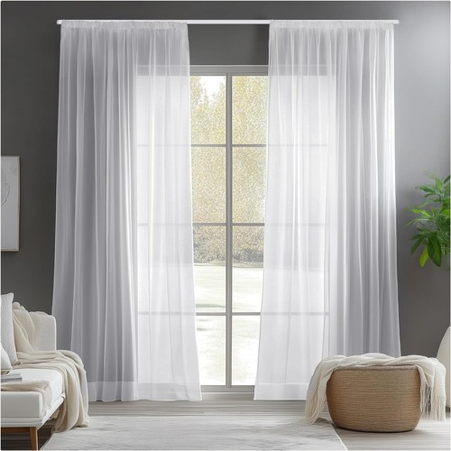 Voile gardinen weiß 245x140 - weiß,