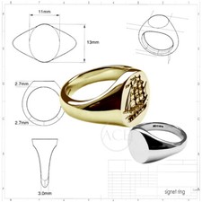 9ct Gelbgold Ihre Familie Crest Signet Ringe 13x11mm Unisex Oval Hand Graviert
