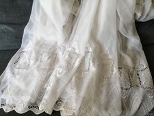 2 Gardine mit Spitze für Fenster und Tür ca 3 m Gesamtbreite