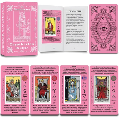 Holografische rosa tarotkarten - holografische,