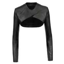 Damen Schwarz Leder Bolero