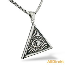 Dreieck All Seeing Eye Anhänger Edelstahl Halskette Schmuck Freimaurer 1A2E