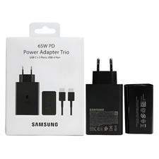 Original Samsung 65W Schnellladegerät Netzteil Trio USBC USB Anschluss Ladekabel