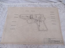 1969 PREFO Spielzeug PISTOLE  : originale , signierte technische Zeichnung