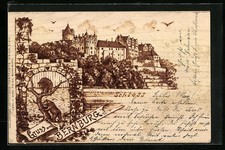 Holzbrand-Imitations-AK Bernburg, Schloß, Bärenzwinger 1899 