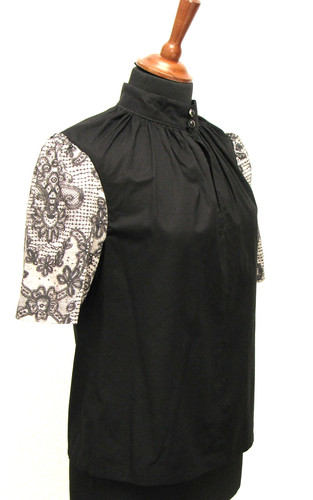 Bluse schwarz weiß - , viktorian