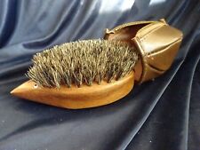 Vintage Kleider Bürste Igel Teakholz /Naturborsten, Mid Century + Leder Hülle