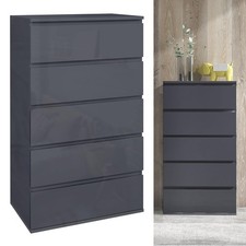 Kommode 5 Hochglanz Grau