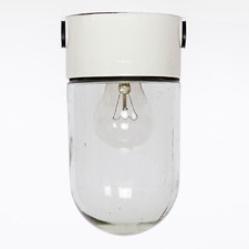 Wand- und Decken-Lampe Porzellan-Sockel Vintage Glaskolben-Leuchte Keller Bad +