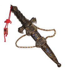 Asiatischer Dolch Messer Brieföffner mit Scheide Mantel Messing (#2047)