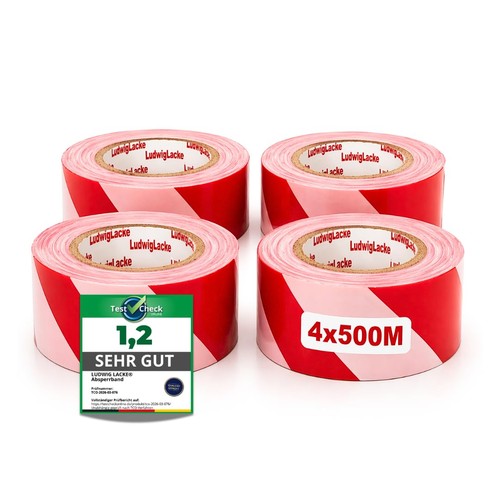 Absperrband rot weiß - weiß, 500