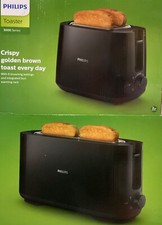 Philips Toaster 3000 Series Schwarz 2-Scheiben Mit Brötchenaufsatz