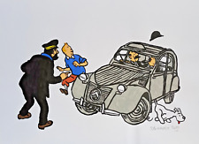 Unikat Comic Gemälde Tim und Struppi Gouache auf Papier 21x30cm Original