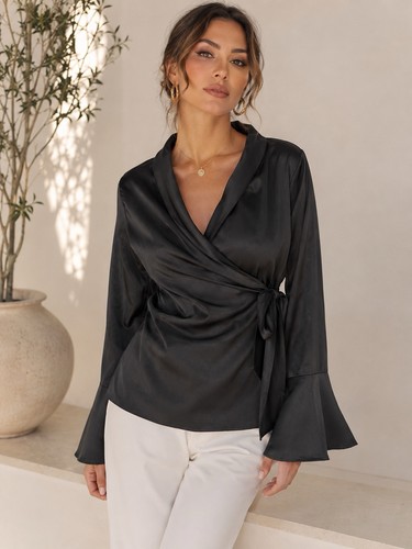 Wickelbluse satin optik - wickelbluse,