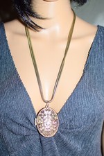 Halskette mit Medaillon Silberton Kristall Groß Massive