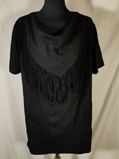 NEU, SCHWARZES SHIRT, KURZARM, FRANZEN, WESTERN- & INDIANER LOOK, GR 48/50