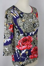Damen Shirt Tunika Oberteil Leoprint Blumen Glitzer Viskose IMAGINI Gr.36,44