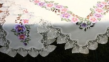 Tischdecke Spitze weiß-bunt