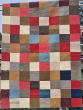 wunderschöne Flickenteppich aus handgewebte Wolle 1,55x220 cm