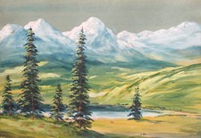 Antikes Gouache Gemälde