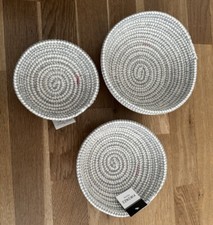 Aufbewahrungskorb Regalkorb Körbchen im 3’er Set rund 15cm/17,5cm/20cm weiß/grau