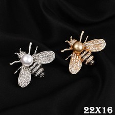 Bienen Brosche mit Perlen und Strasssteinen Gold Silber, kleine Anstecknadel mit