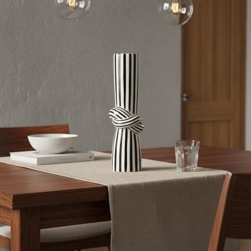 Schwarz weiß streifen vase - schwarz-weiß,