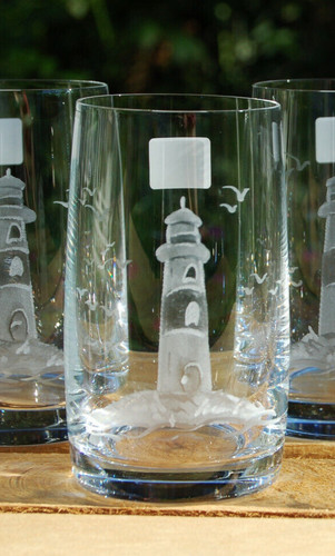 Trinkglas mit motiv leuchtturm - trinkglas,