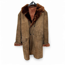 Vintage Lammfell Lederjacke Herren XL schwer warm Patina Wintermantel Echtleder