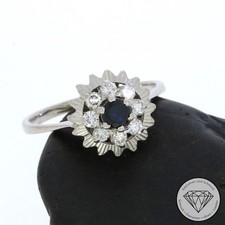 Wert 1.650,- Entourage Brillant Saphir Ring 750 / 18 Karat Weiß Gold xxyy