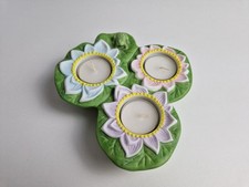 PartyLite Teelichthalter Seerose Frosch Frühling Deko Kerze Froschkönig 3x